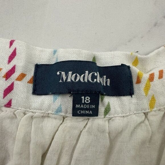 Modcloth A-Line Retro Skirt Size 18 White Rainbow Plaid Button Front Pockets - Picture 5 of 10